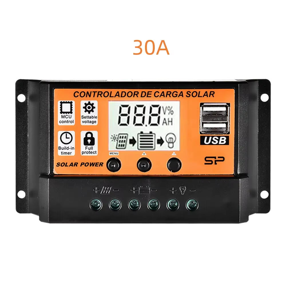 MPPT Solar Charge Controller 30A 50A 100A Solar Controller Solar Panel Battery Regulator Dual USB 5V LCD Display