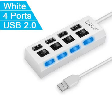 High-Speed USB 2.0 Hub Adapter with LED Switch - 4/7 Ports for PC and Laptop