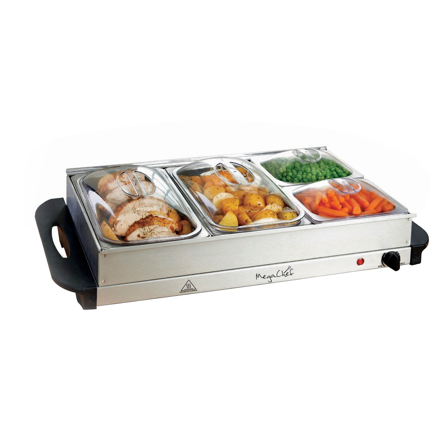 Buffet Server & Food Warmer With 4 Removable Sectional Trays , Heated Warming Tray and Removable Tray Frame