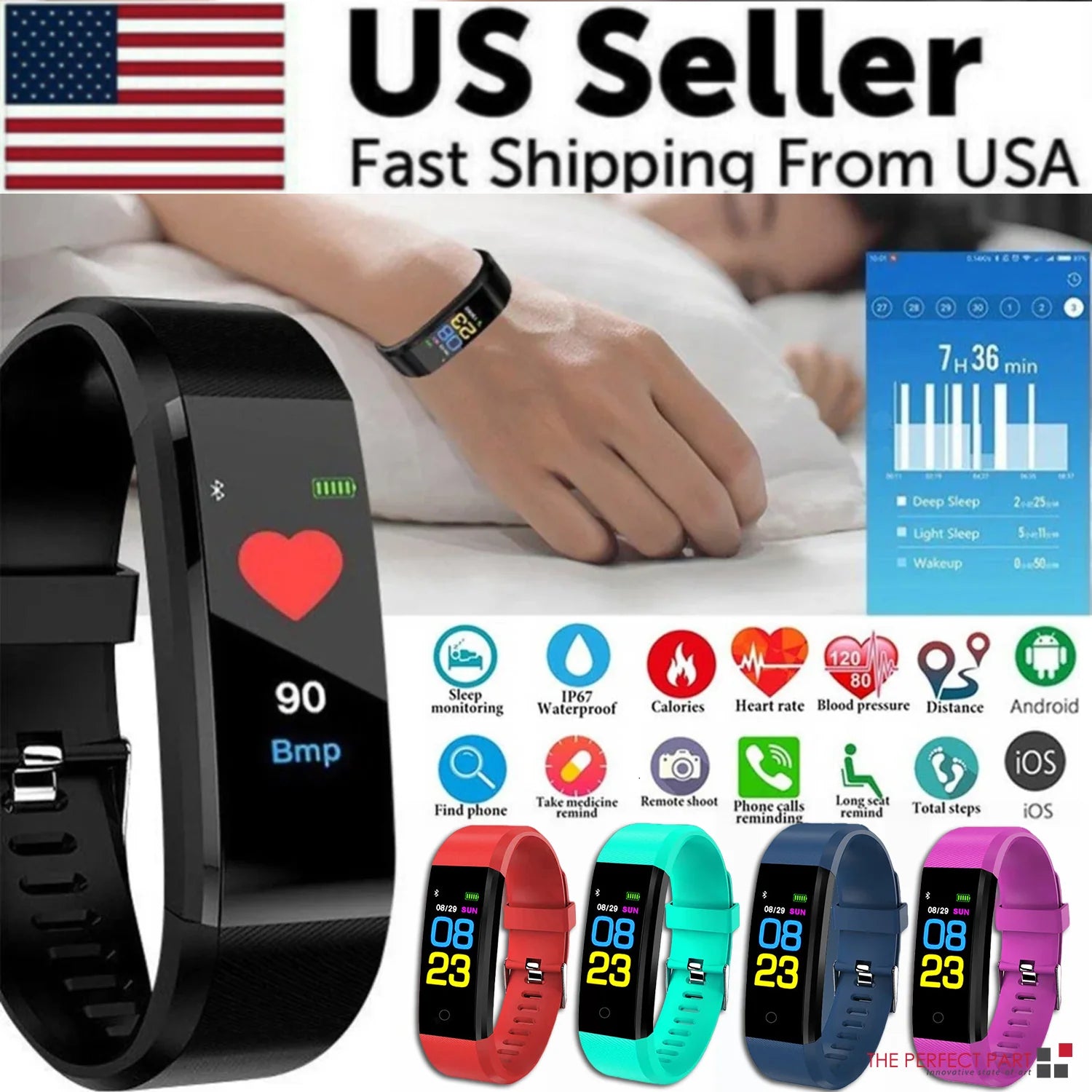 Fitness Smart Watch Activity Tracker Heart Rate for Women Men Oxygen BP Monitor