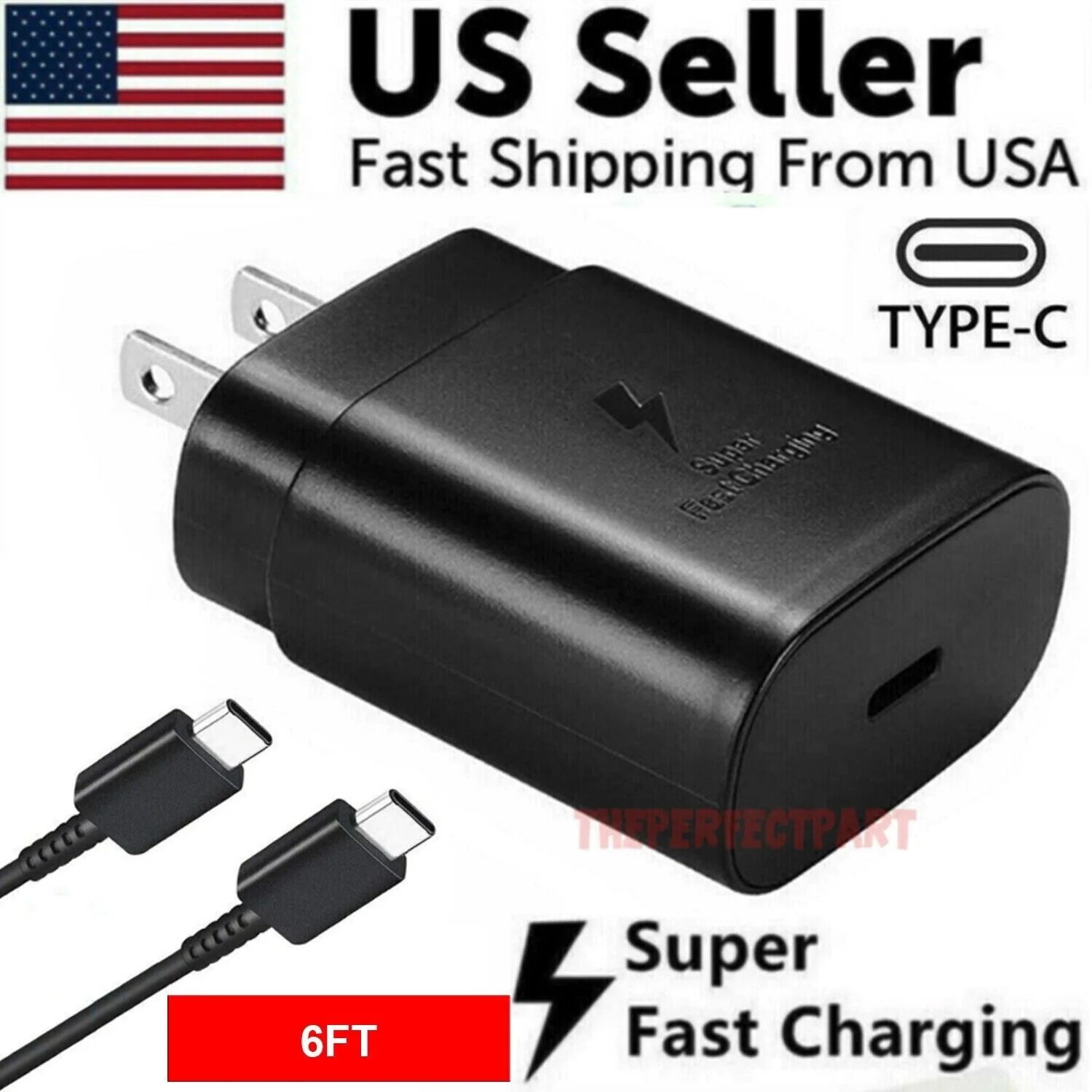 25W Type USB-C Super Fast Wall Charger +6FT Cable.