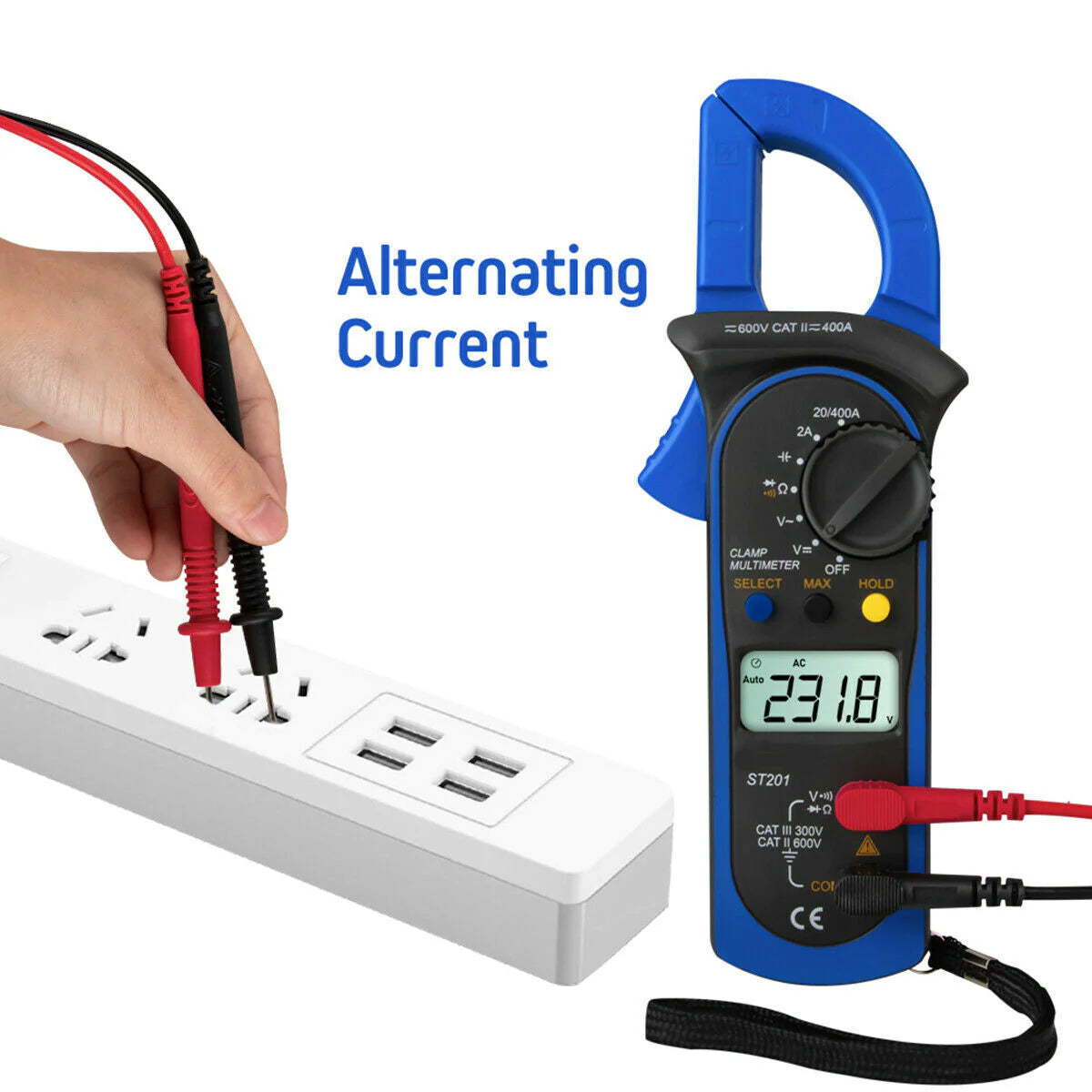 Digital Multimeter Tester AC DC Volt Ohm Amp Clamp Meter Auto Range LCD Handheld