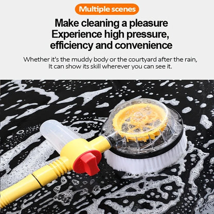 360° Spin Car Wash Brush Cleaning Kit | Detachable Extendable Microfiber Mop with Garden Hose Spray