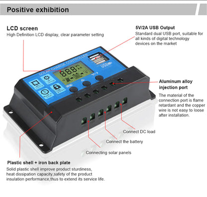 MPPT Solar Panel Regulator Charge Controller Auto Focus Tracking 30-100A 12V/24V