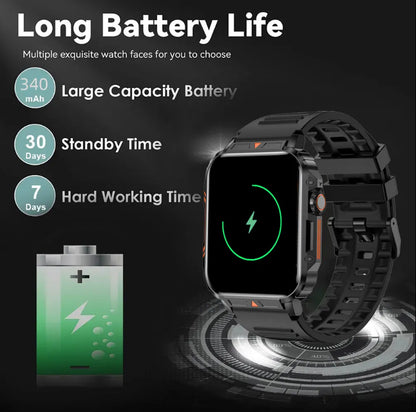 L81 Waterproof Outdoor Sports Smartwatch - Big Battery, Fitness Tracker, Call Answering for Men (iOS & Android Compatible)