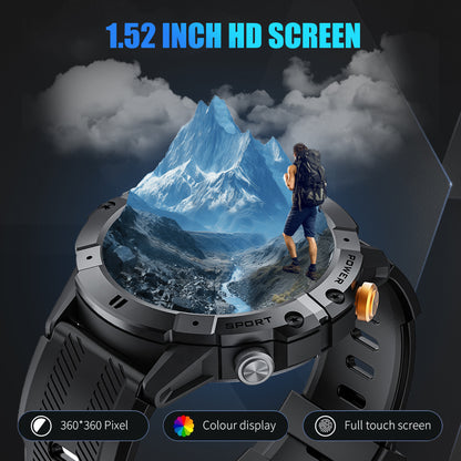 Smart Watch for Men - Bluetooth Call, 1.52" Outdoor Smartwatch Compatible with iPhone/Android - Black