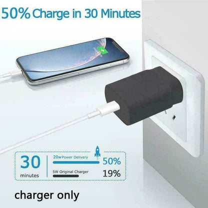 25W Type USB-C Super Fast Wall Charger +6FT Cable.