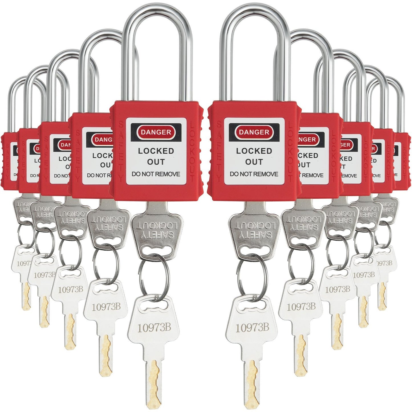 Lockout Tagout Locks Set, 10 PCS Red Safety Lockout Padlocks, with 2 Keys Per Lock, OSHA Compliant Lockout Locks, Lock Out Tag Out Safety Padlocks for Electrical Lockout Tag Out Kits