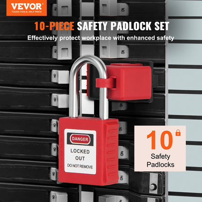 Lockout Tagout Locks Set, 10 PCS Red Safety Lockout Padlocks, with 2 Keys Per Lock, OSHA Compliant Lockout Locks, Lock Out Tag Out Safety Padlocks for Electrical Lockout Tag Out Kits