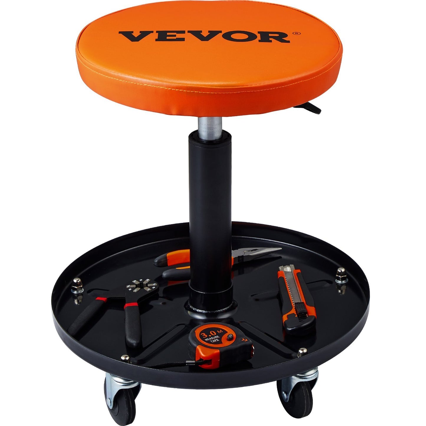 Adjustable Mechanics Rolling Creeper Seat Stool Tool Tray for Shop Garage