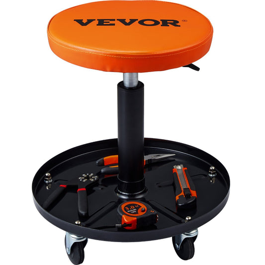Adjustable Mechanics Rolling Creeper Seat Stool Tool Tray for Shop Garage