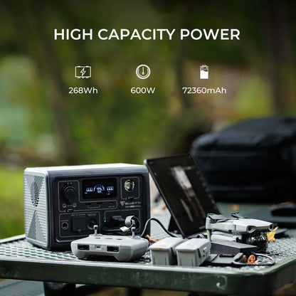 Portable Solar Generator - 600W Power Station with 268Wh Lifepo4 Battery for Camping, Home, and Emergency Use