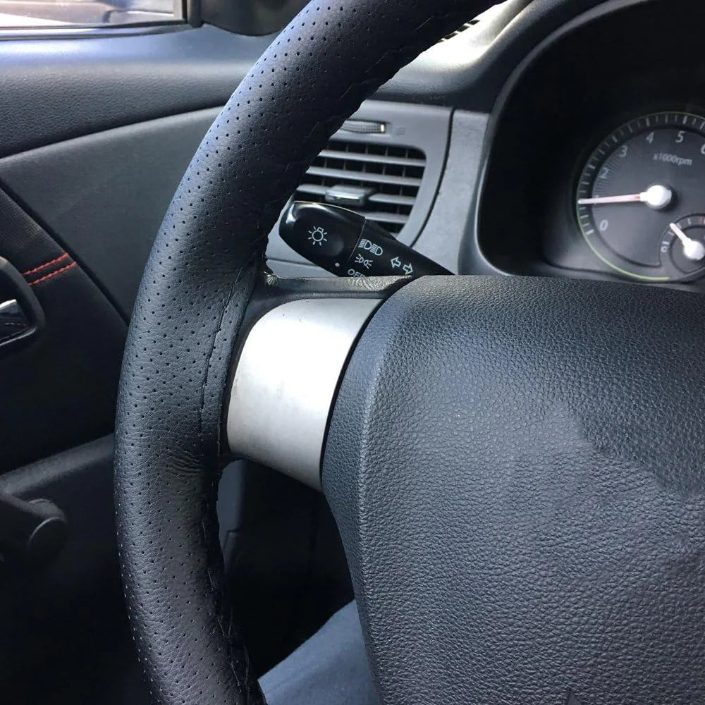 Genuine Leather DIY Car Steering Wheel Cover Anti-Slip for 15"/38 Cm Black US