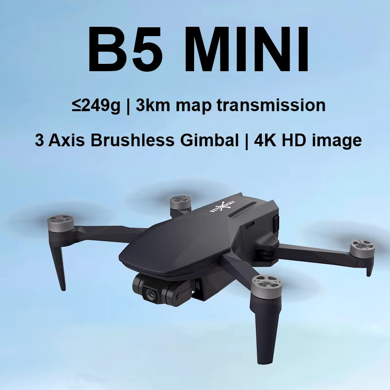 Professional B5 Mini Drone with 4K Camera GPS 3-Axis Gimbal RC Quadcopter FPV 3KM 26Mins Flight Camera Drone Helicopter 240G