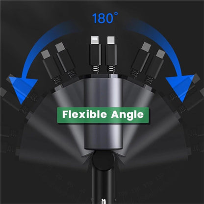 ISDE5 4 in 1 Retractable Car Charger, 100W Fast Car Phone Charger with Iphone and Type C Cable and 2 Charging Ports Car Charger Adapter