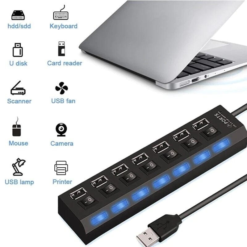 ISDE5 7PORT USB3.0 EXTERNAL HUB HIGH SPEED WITH POWER ADAPTER