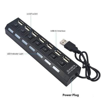 ISDE5 7PORT USB3.0 EXTERNAL HUB HIGH SPEED WITH POWER ADAPTER