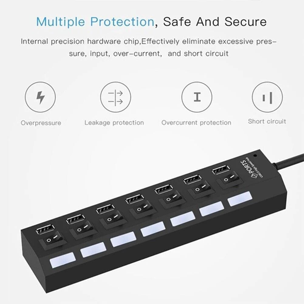 ISDE5 7PORT USB3.0 EXTERNAL HUB HIGH SPEED WITH POWER ADAPTER