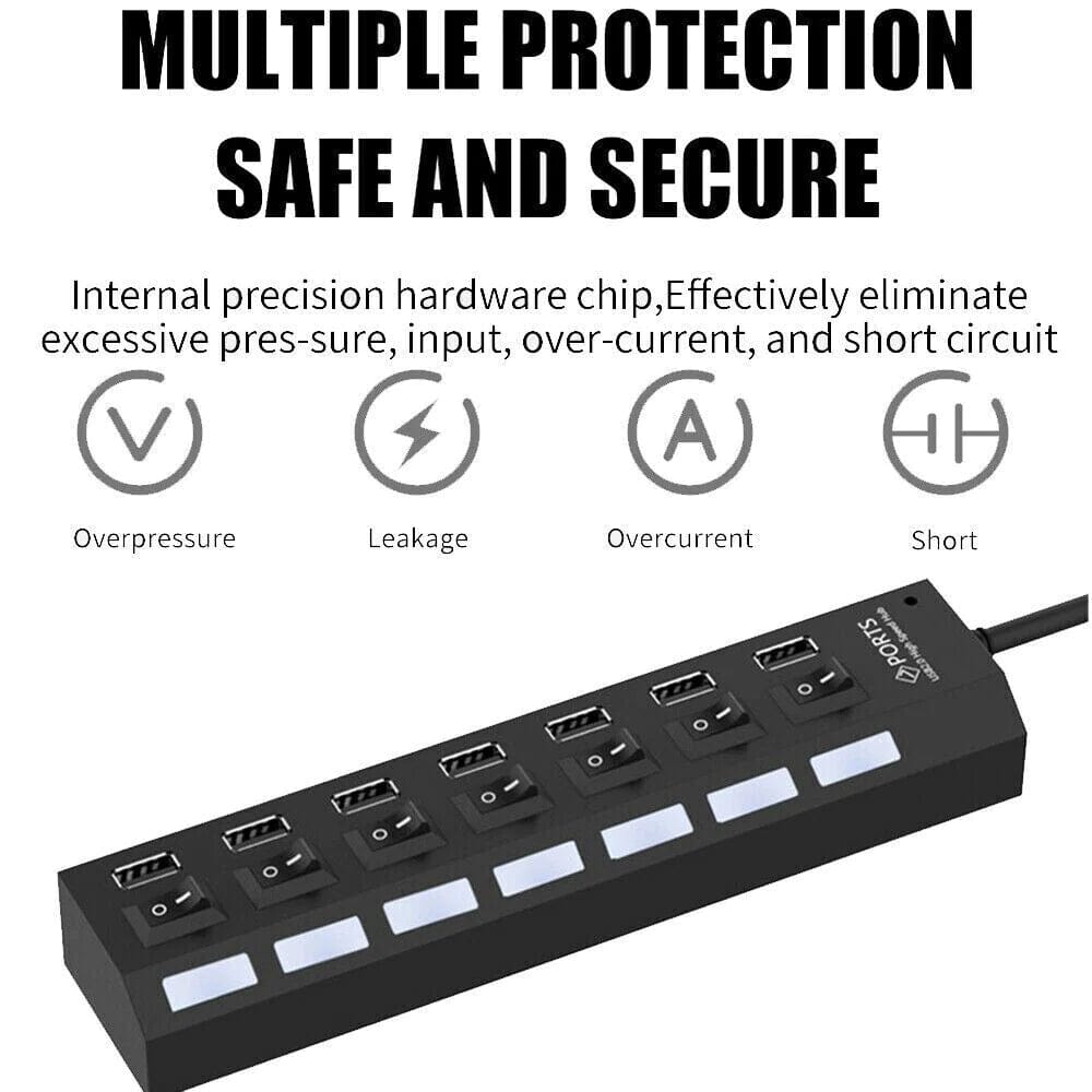 ISDE5 7PORT USB3.0 EXTERNAL HUB HIGH SPEED WITH POWER ADAPTER