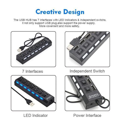 ISDE5 7PORT USB3.0 EXTERNAL HUB HIGH SPEED WITH POWER ADAPTER