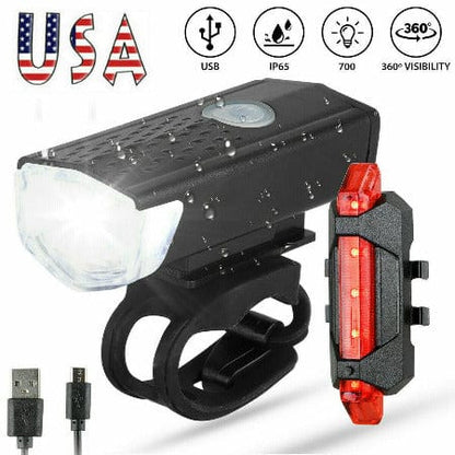 ISDE5 Bike night light default LED Bike Head Light Cycling Rear Front Lamp Bike Light Rainproof USB Rechargeable .