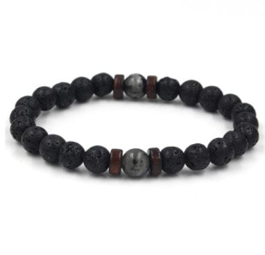 ISDE5 Bracelet B 2pcs Personality Men's Black Volcanic Stone Bracelet