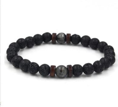 ISDE5 Bracelet B 3pcs Personality Men's Black Volcanic Stone Bracelet