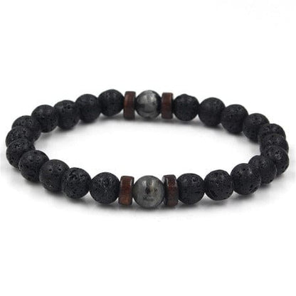 ISDE5 Bracelet B Personality Men's Black Volcanic Stone Bracelet