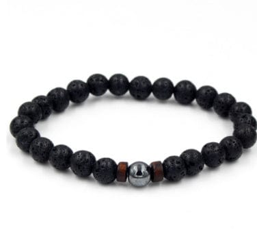 ISDE5 Bracelet C 2pcs Personality Men's Black Volcanic Stone Bracelet