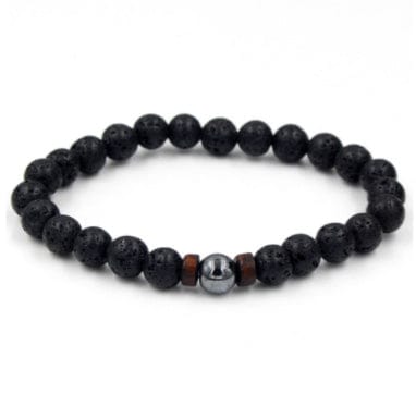 ISDE5 Bracelet C 3 pcs Personality Men's Black Volcanic Stone Bracelet