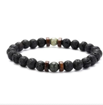 ISDE5 Bracelet D 2pcs Personality Men's Black Volcanic Stone Bracelet