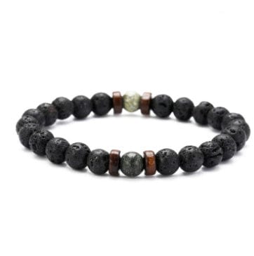 ISDE5 Bracelet D 3 pcs Personality Men's Black Volcanic Stone Bracelet