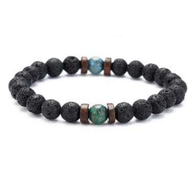 ISDE5 Bracelet E 3pcs Personality Men's Black Volcanic Stone Bracelet