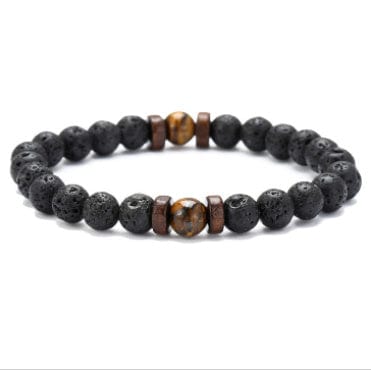 ISDE5 Bracelet F 2pcs Personality Men's Black Volcanic Stone Bracelet