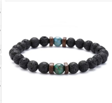 ISDE5 Bracelet F 3pcs Personality Men's Black Volcanic Stone Bracelet