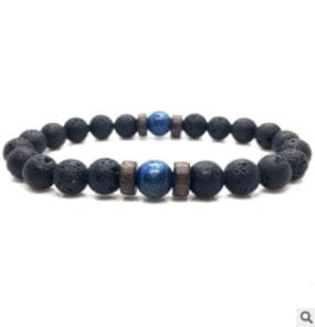 ISDE5 Bracelet H 2pcs Personality Men's Black Volcanic Stone Bracelet