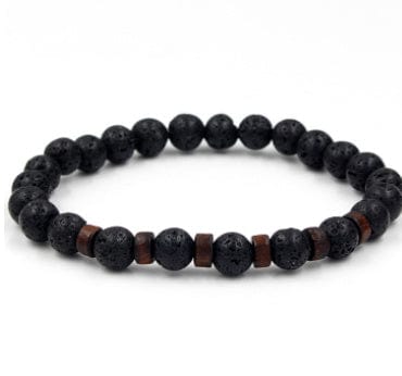 ISDE5 Bracelet H 3pcs Personality Men's Black Volcanic Stone Bracelet