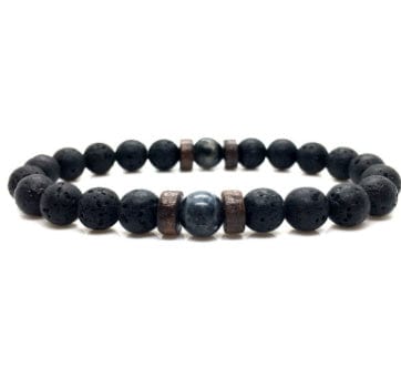 ISDE5 Bracelet H 4pcs Personality Men's Black Volcanic Stone Bracelet