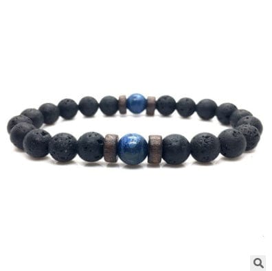 ISDE5 Bracelet H Personality Men's Black Volcanic Stone Bracelet