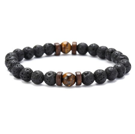 ISDE5 Bracelet Personality Men's Black Volcanic Stone Bracelet