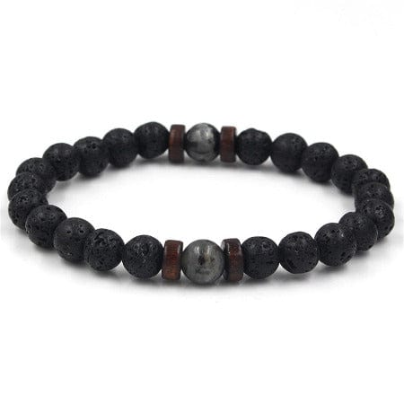 ISDE5 Bracelet Personality Men's Black Volcanic Stone Bracelet