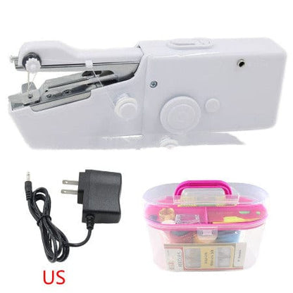 ISDE5 Hand sewing machine White / US / A Handheld Portable Electric Sewing Machine Set Mini Household Handy Stitch Handheld Electric Sewing Machine