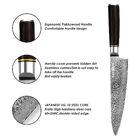 ISDE5 knife Japanese Chef Knife 8 Inch Japanese Professional Chef Knife With Pakkawood Handle.