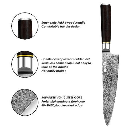 ISDE5 knife Japanese Chef Knife 8 Inch Japanese Professional Chef Knife With Pakkawood Handle.