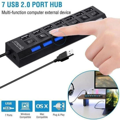 ISDE5 Usb 2.0 Hub 7PORT USB3.0 EXTERNAL HUB HIGH SPEED WITH POWER ADAPTER