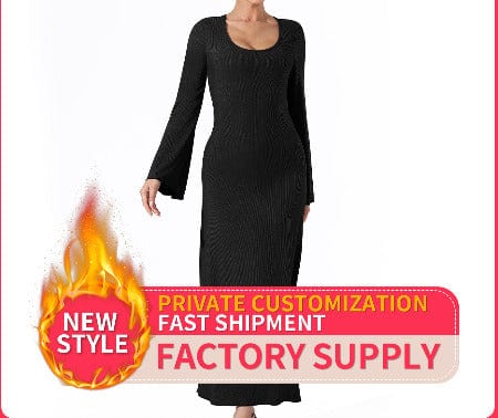 ISDE5 women clothes Black / 4XL Women's Fashion Simple Solid Color Dress