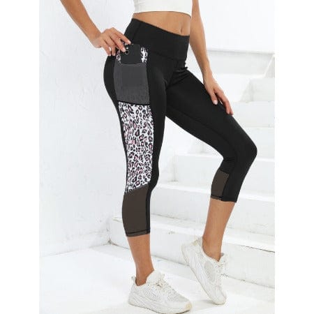 ISDE5 Women's Yoga pants Black Net White Leopard Print / L Female Leopard Splicing High Waist Yoga Pants