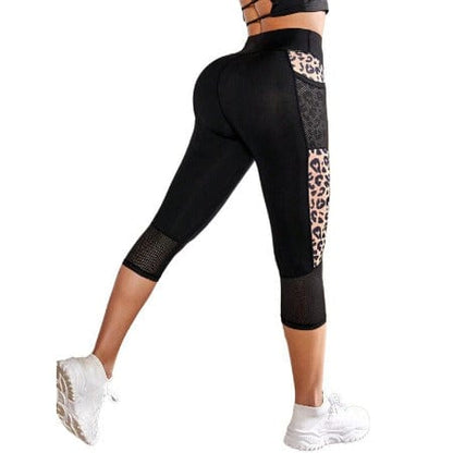 ISDE5 Women's Yoga pants Female Leopard Splicing High Waist Yoga Pants