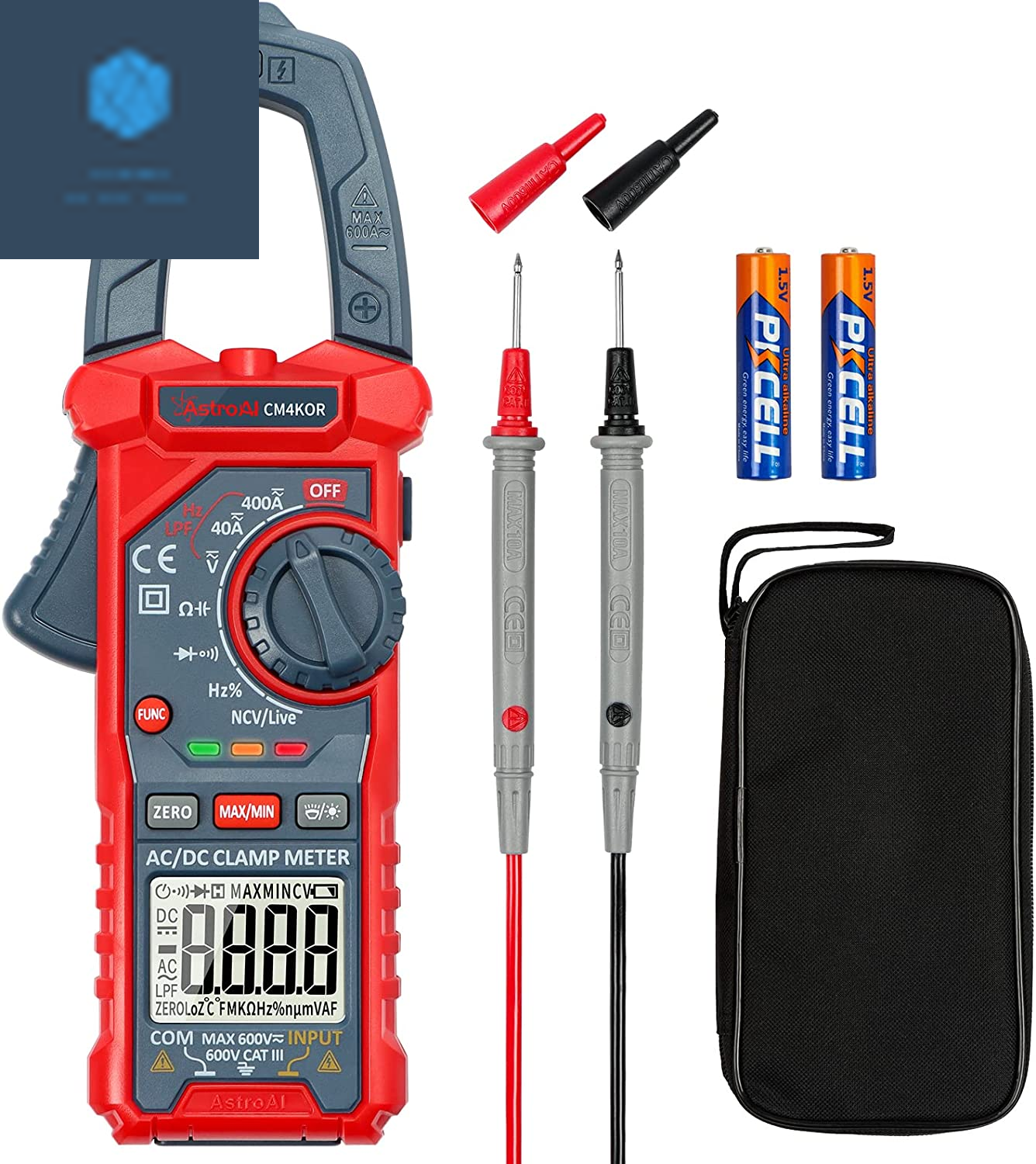 Digital Clamp Multimeter 4000 Counts Auto-Ranging Amp Tester Measuring AC/DC Voltage & Current...