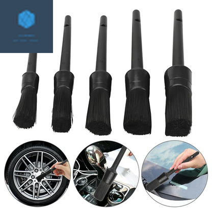 5PC Car Detailing Brush Kit Boar Hair Vehicle Auto Interior for Wheel Clean Sets